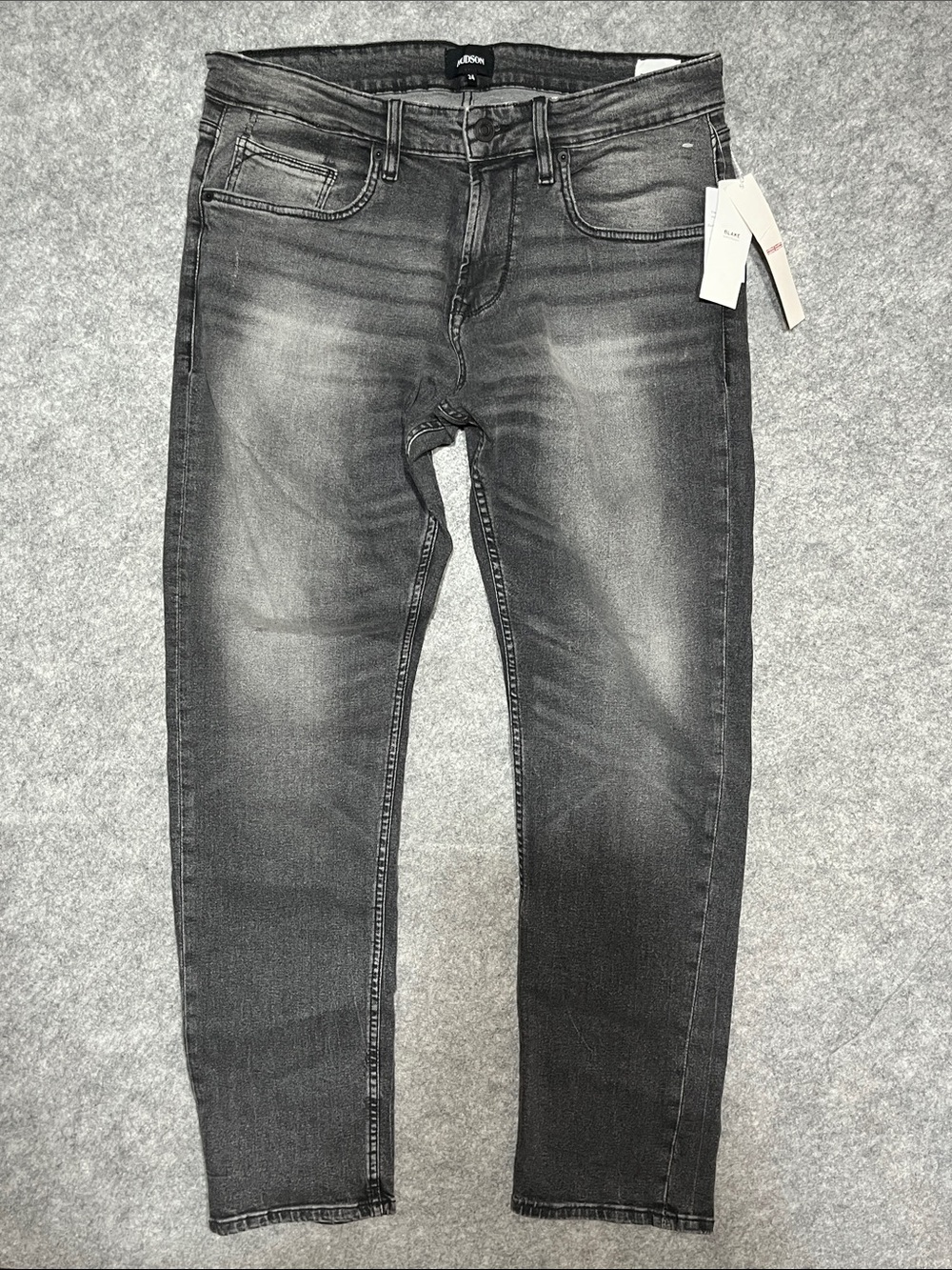 Hudson Jeans Men's Blake Slim Straight Black Gray Washed Jeans
